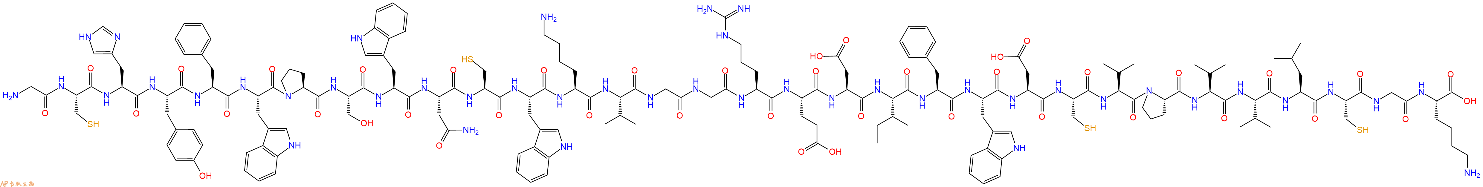 专肽生物产品H2N-Gly-Cys-His-Tyr-Phe-Trp-Pro-Ser-Trp-Asn-Cys-Trp-Lys-Val-Gly-Gly-Arg-Glu-Asp-Ile-Phe-Trp-Asp-Cys-Val-Pro-Val-Val-Leu-Cys-Gly-Lys-OH