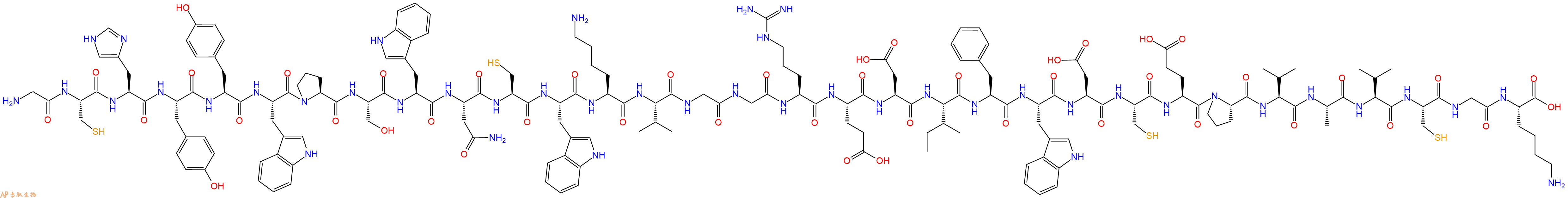 专肽生物产品H2N-Gly-Cys-His-Tyr-Tyr-Trp-Pro-Ser-Trp-Asn-Cys-Trp-Lys-Val-Gly-Gly-Arg-Glu-Asp-Ile-Phe-Trp-Asp-Cys-Glu-Pro-Val-Ala-Val-Cys-Gly-Lys-OH