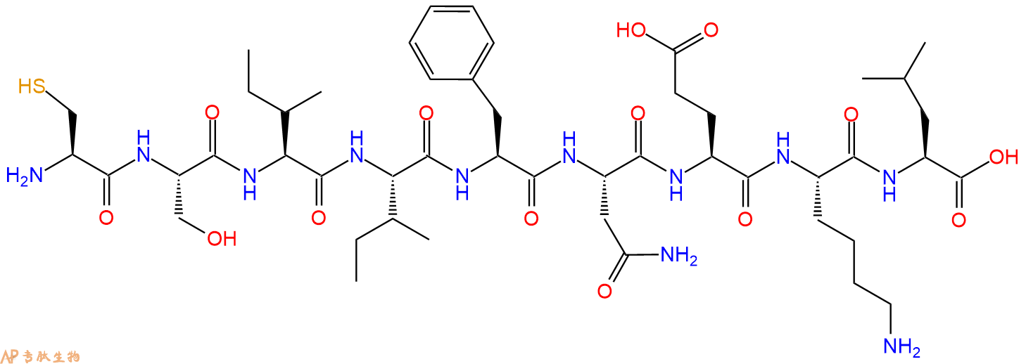 专肽生物产品H2N-Cys-Ser-Ile-Ile-Phe-Asn-Glu-Lys-Leu-OH