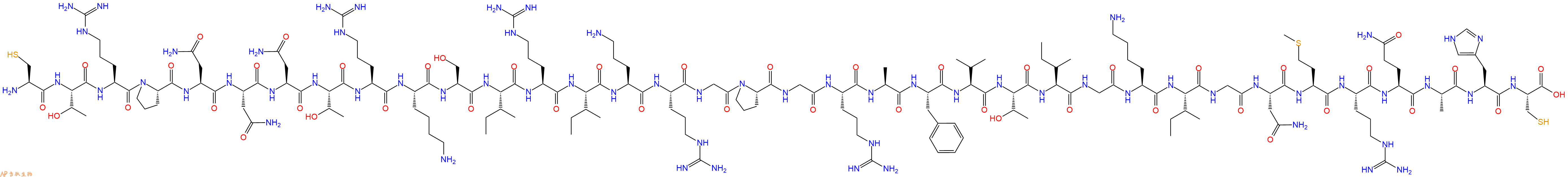 专肽生物产品H2N-Cys-Thr-Arg-Pro-Asn-Asn-Asn-Thr-Arg-Lys-Ser-Ile-Arg-Ile-Orn-Arg-Gly-Pro-Gly-Arg-Ala-Phe-Val-Thr-Ile-Gly-Lys-Ile-Gly-Asn-Met-Arg-Gln-Ala-His-Cys-OH