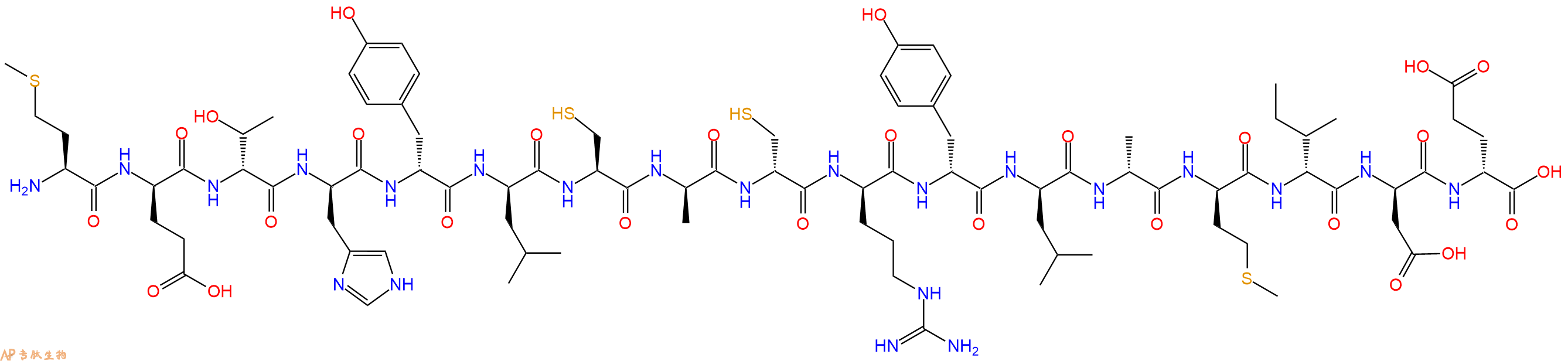 专肽生物产品H2N-Met-DGlu-DThr-DHis-DTyr-DLeu-Cys-DAla-DCys-DArg-DTyr-DLeu-DAla-DMet-DIle-DAsp-DGlu-OH