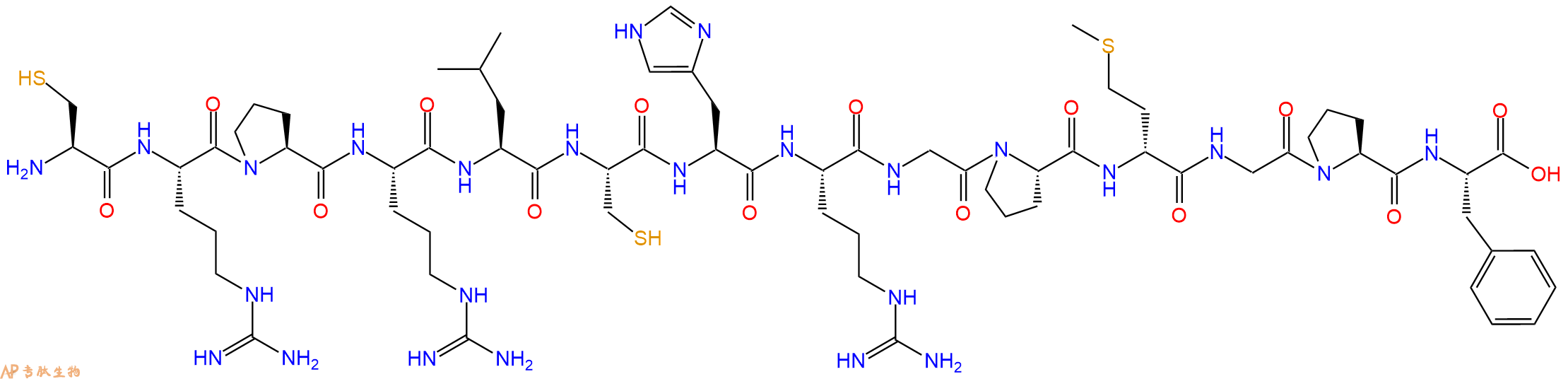 专肽生物产品H2N-Cys-Arg-Pro-Arg-Leu-Cys-His-Arg-Gly-Pro-DMet-Gly-Pro-Phe-OH