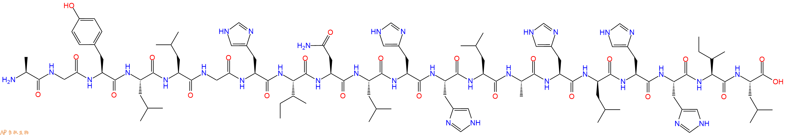 专肽生物产品H2N-Ala-Gly-Tyr-Leu-Leu-Gly-His-Ile-Asn-Leu-His-His-Leu-Ala-His-DLeu-His-His-Ile-Leu-OH