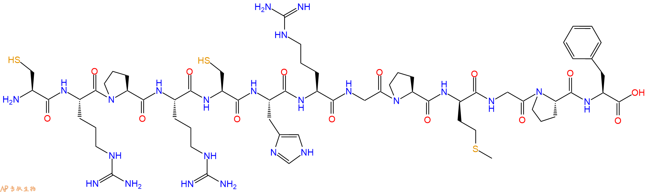 专肽生物产品H2N-Cys-Arg-Pro-Arg-Cys-His-Arg-Gly-Pro-DMet-Gly-Pro-Phe-OH