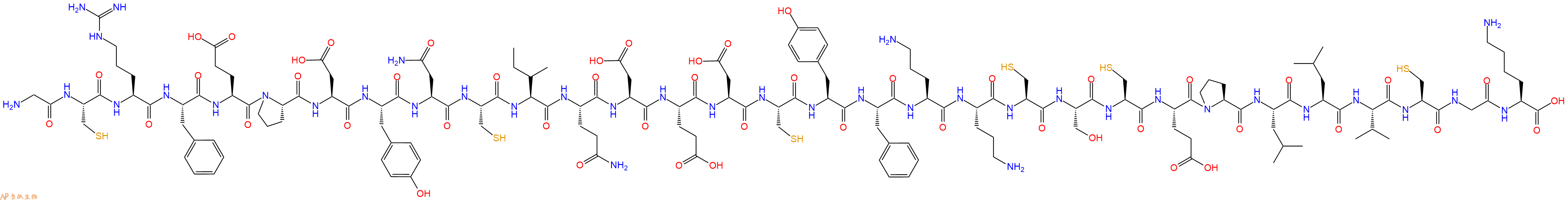 专肽生物产品H2N-Gly-Cys-Arg-Phe-Glu-Pro-Asp-Tyr-Asn-Cys-Ile-Gln-Asp-Glu-Asp-Cys-Tyr-Phe-Orn-Orn-Cys-Ser-Cys-Glu-Pro-Leu-Leu-Val-Cys-Gly-Lys-OH