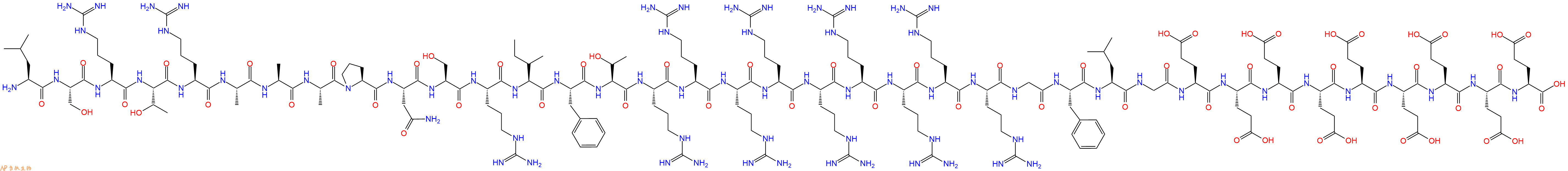 专肽生物产品H2N-Leu-Ser-Arg-Thr-Arg-Ala-Ala-Ala-Pro-Asn-Ser-Arg-Ile-Phe-Thr-Arg-Arg-Arg-Arg-Arg-Arg-Arg-Arg-Arg-Gly-Phe-Leu-Gly-Glu-Glu-Glu-Glu-Glu-Glu-Glu-Glu-Glu-OH