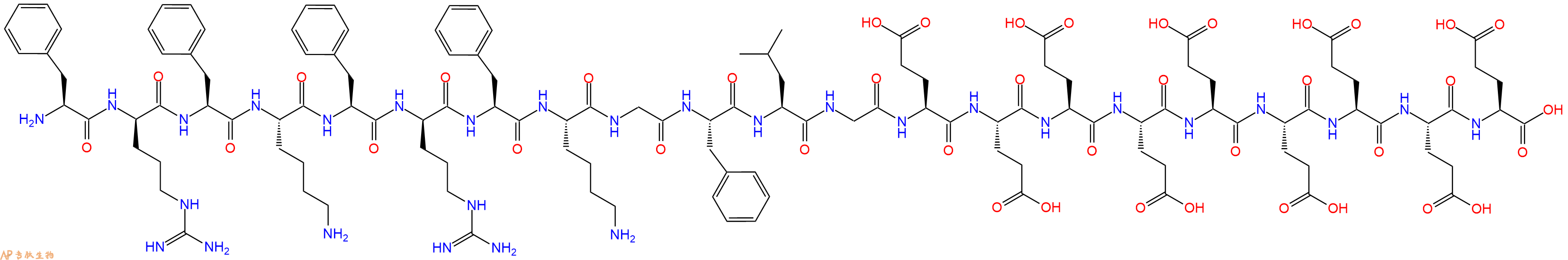 专肽生物产品H2N-Phe-DArg-Phe-Lys-Phe-DArg-Phe-Lys-Gly-Phe-Leu-Gly-Glu-Glu-Glu-Glu-Glu-Glu-Glu-Glu-Glu-OH