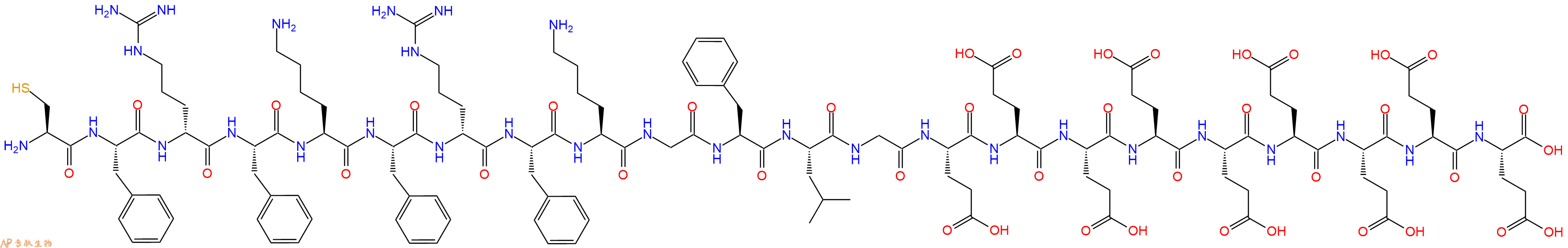 专肽生物产品H2N-Cys-Phe-DArg-Phe-Lys-Phe-DArg-Phe-Lys-Gly-Phe-Leu-Gly-Glu-Glu-Glu-Glu-Glu-Glu-Glu-Glu-Glu-OH