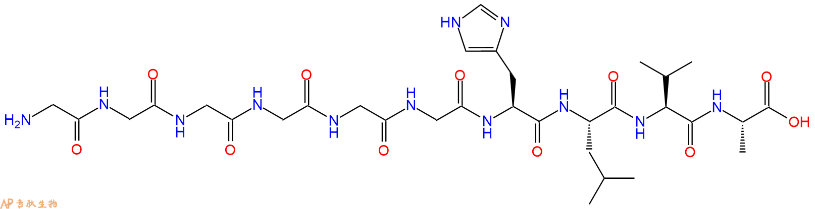 专肽生物产品H2N-Gly-Gly-Gly-Gly-Gly-Gly-His-Leu-Val-Ala-OH