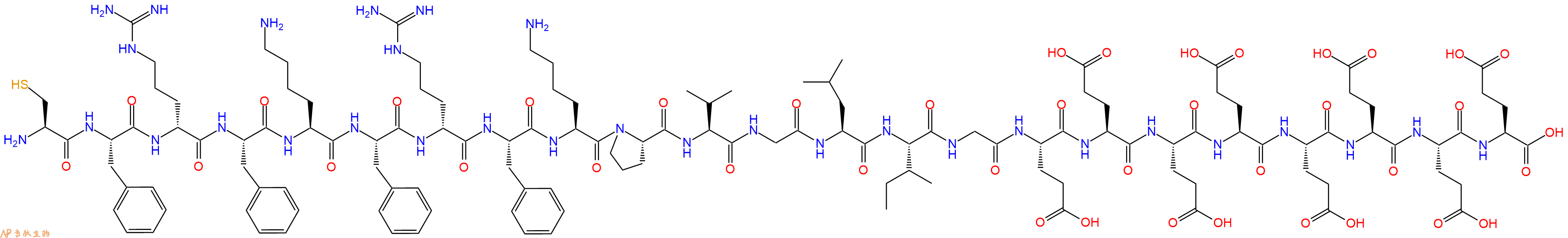 专肽生物产品H2N-Cys-Phe-DArg-Phe-Lys-Phe-DArg-Phe-Lys-Pro-Val-Gly-Leu-Ile-Gly-Glu-Glu-Glu-Glu-Glu-Glu-Glu-Glu-OH