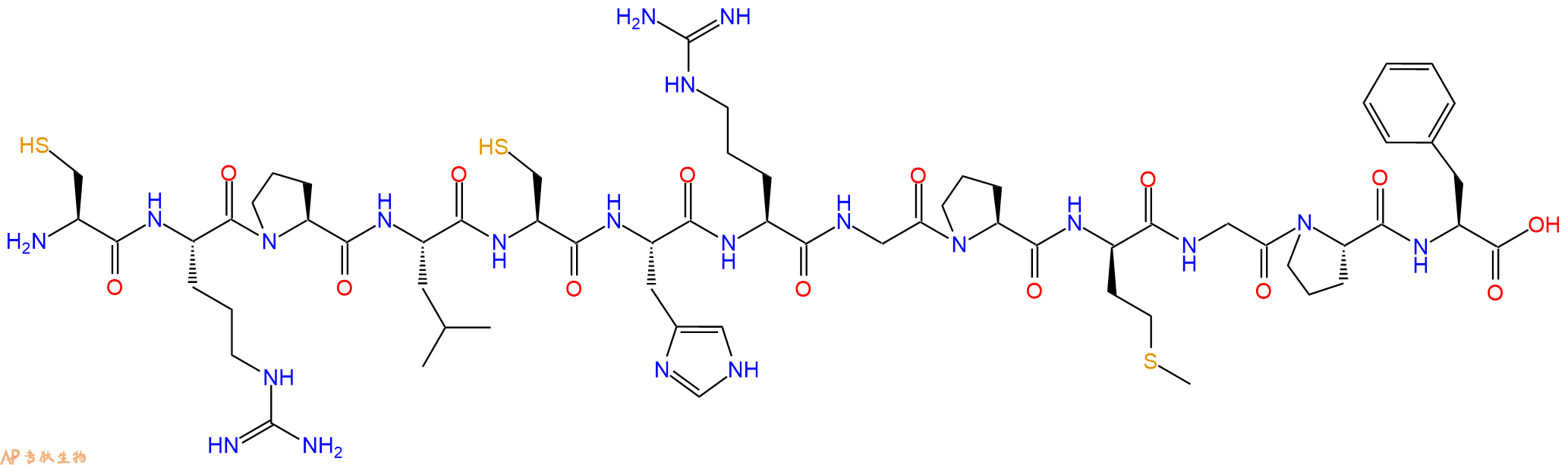 专肽生物产品H2N-Cys-Arg-Pro-Leu-Cys-His-Arg-Gly-Pro-DMet-Gly-Pro-Phe-OH