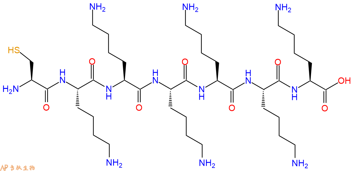专肽生物产品H2N-Cys-Lys-Lys-Lys-Lys-Lys-Lys-OH