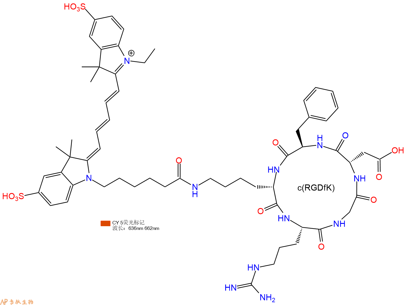 专肽生物产品CY5-c(RGDfK)、CY5-cyclo(RGDfK)