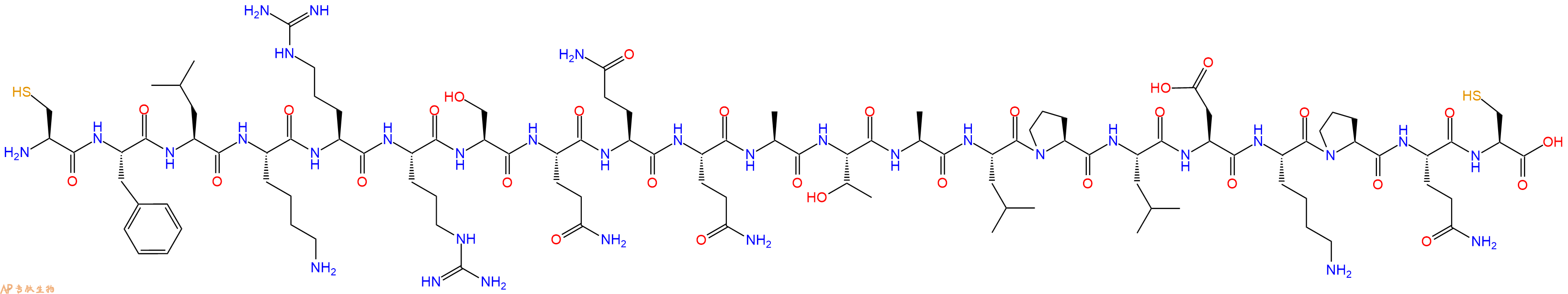 专肽生物产品H2N-Cys-Phe-Leu-Lys-Arg-Arg-Ser-Gln-Gln-Gln-Ala-Thr-Ala-Leu-Pro-Leu-Asp-Lys-Pro-Gln-Cys-OH