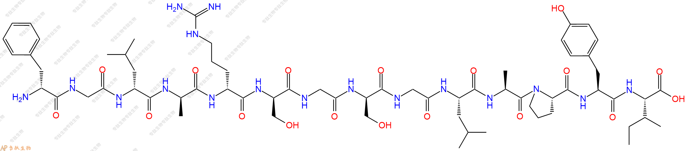 专肽生物产品H2N-DPhe-Gly-DLeu-DAla-DArg-DSer-Gly-DSer-Gly-Leu-Ala-Pro-Tyr-Ile-OH