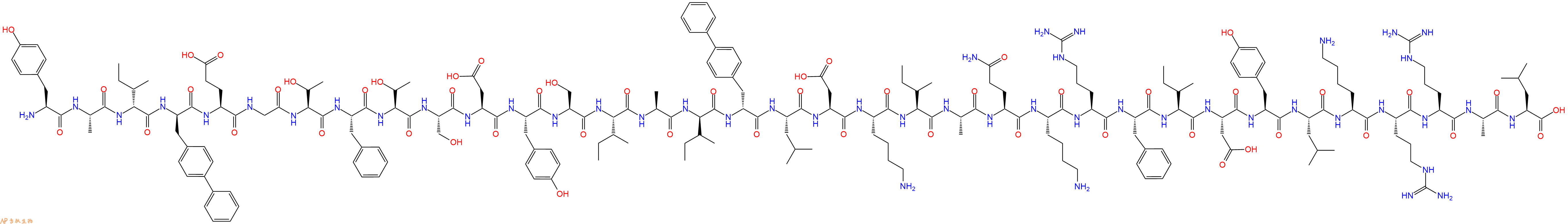 专肽生物产品H2N-Tyr-Ala-DIle-DBip-Glu-Gly-Thr-Phe-Thr-Ser-Asp-Tyr-Ser-Ile-Ala-DIle-DBip-Leu-Asp-Lys-Ile-Ala-Gln-Lys-Arg-Phe-Ile-Asp-Tyr-Leu-Lys-Arg-Arg-Ala-Leu-OH