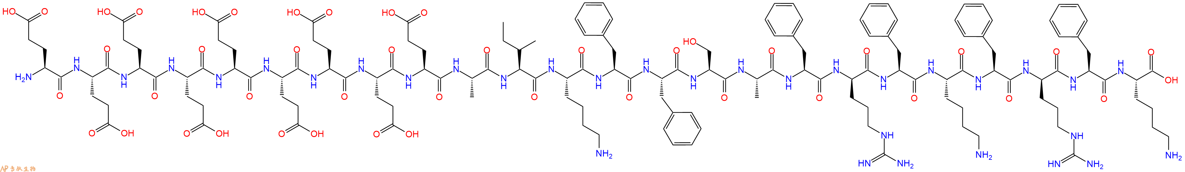 专肽生物产品H2N-Glu-Glu-Glu-Glu-Glu-Glu-Glu-Glu-Glu-Ala-Ile-Lys-Phe-Phe-Ser-Ala-Phe-DArg-Phe-Lys-Phe-DArg-Phe-Lys-OH