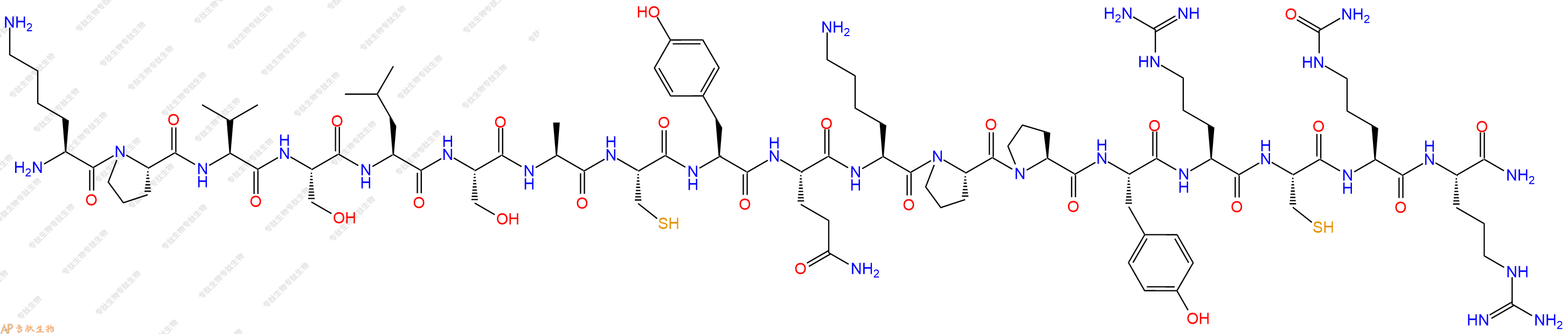 专肽生物产品H2N-Lys-Pro-Val-Ser-Leu-Ser-Ala-Cys-Tyr-Gln-Lys-Pro-Pro-Tyr-Arg-Cys-Cit-Arg-NH2