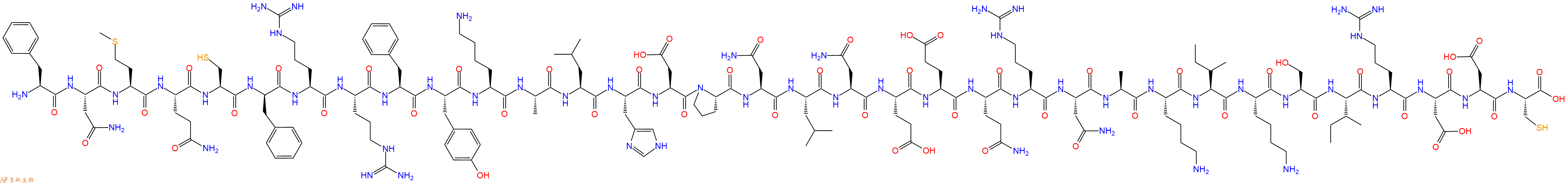 专肽生物产品H2N-Phe-Asn-Met-Gln-Cys-DPhe-Arg-Arg-Phe-Tyr-Lys-Ala-Leu-His-Asp-Pro-Asn-Leu-Asn-Glu-Glu-Gln-Arg-Asn-Ala-Lys-Ile-Lys-Ser-Ile-Arg-Asp-Asp-Cys-OH