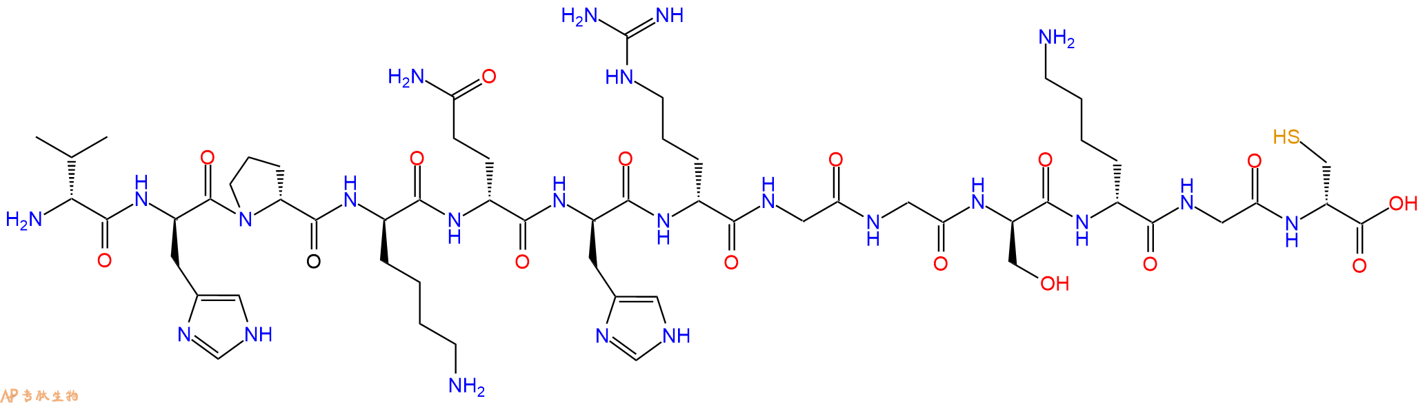 专肽生物产品H2N-DVal-DHis-DPro-DLys-DGln-DHis-DArg-Gly-Gly-DSer-DLys-Gly-DCys-OH