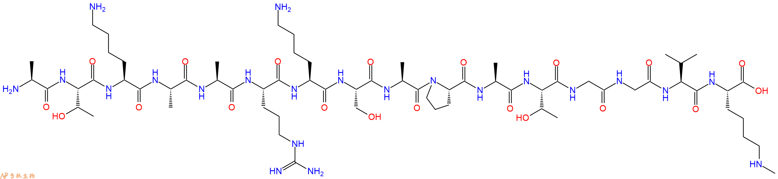专肽生物产品H2N-Ala-Thr-Lys-Ala-Ala-Arg-Lys-Ser-Ala-Pro-Ala-Thr-Gly-Gly-Val-Lys(Me)-OH