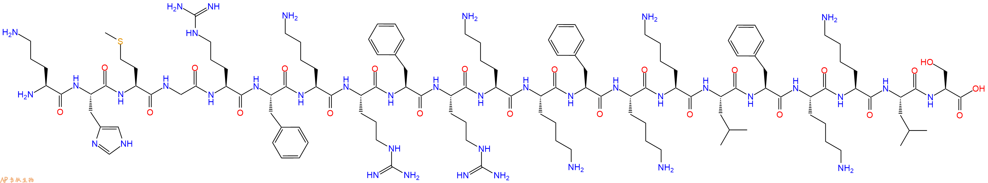 专肽生物产品H2N-Orn-His-Met-Gly-Arg-Phe-Lys-Arg-Phe-Arg-Lys-Lys-Phe-Lys-Lys-Leu-Phe-Lys-Lys-Leu-Ser-OH