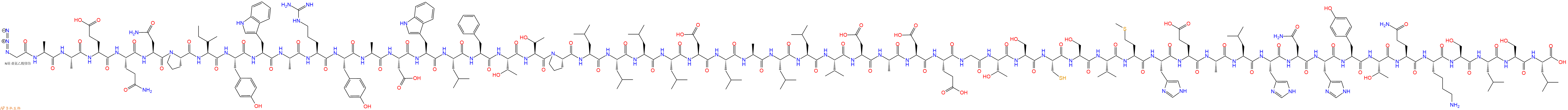 专肽生物产品N3Gly-Ala-Ala-Glu-Gln-Asn-Pro-Ile-Tyr-Trp-Ala-Arg-Tyr-Ala-Asp-Trp-Leu-Phe-Thr-Thr-Pro-Leu-Leu-Leu-Leu-Asp-Leu-Ala-Leu-Leu-Val-Asp-Ala-Asp-Glu-Gly-Thr-Ser-Cys-Ser-Val-Met-His-Glu-Ala-Leu-His-Asn-His-Tyr-Thr-Gln-Lys-Ser-Leu-Ser-Leu-OH