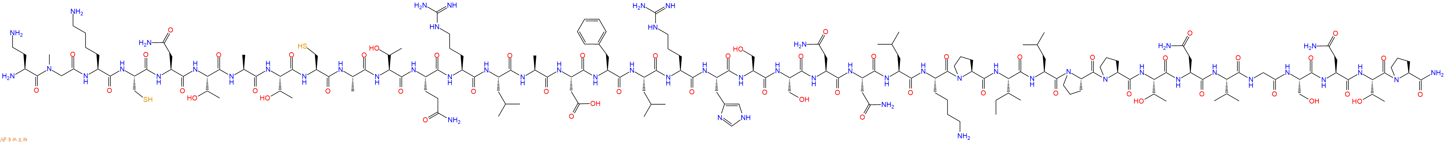 专肽生物产品H2N-Dab-Sar-Lys-Cys-Asn-Thr-Ala-Thr-Cys-Ala-Thr-Gln-Arg-Leu-Ala-Asp-Phe-Leu-Arg-His-Ser-Ser-Asn-Asn-Leu-Lys-Pro-Ile-Leu-Pro-Pro-Thr-Asn-Val-Gly-Ser-Asn-Thr-Pro-NH2