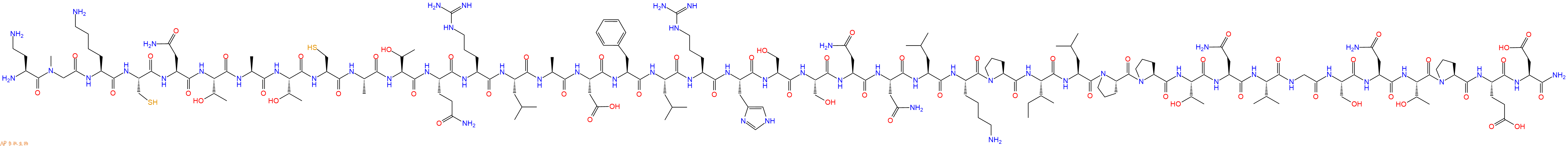 专肽生物产品H2N-Dab-Sar-Lys-Cys-Asn-Thr-Ala-Thr-Cys-Ala-Thr-Gln-Arg-Leu-Ala-Asp-Phe-Leu-Arg-His-Ser-Ser-Asn-Asn-Leu-Lys-Pro-Ile-Leu-Pro-Pro-Thr-Asn-Val-Gly-Ser-Asn-Thr-Pro-Glu-Asp-NH2