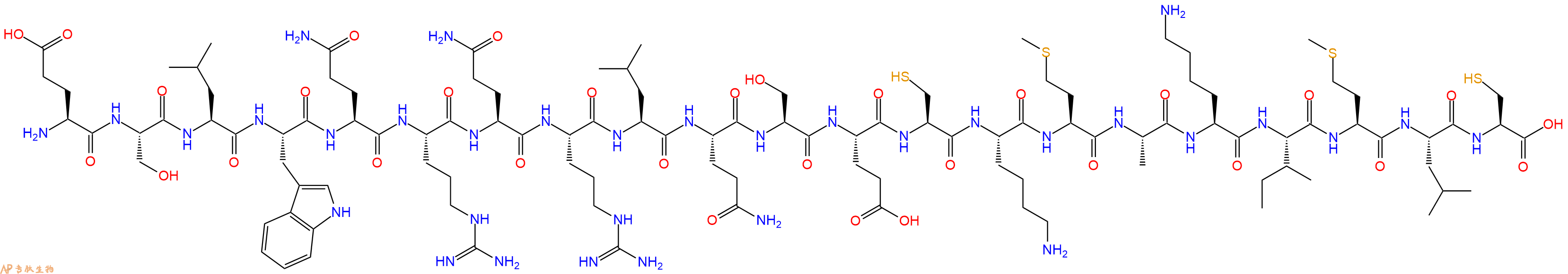 专肽生物产品H2N-Glu-Ser-Leu-Trp-Gln-Arg-Gln-Arg-Leu-Gln-Ser-Glu-Cys-Lys-Met-Ala-Lys-Ile-Met-Leu-Cys-OH