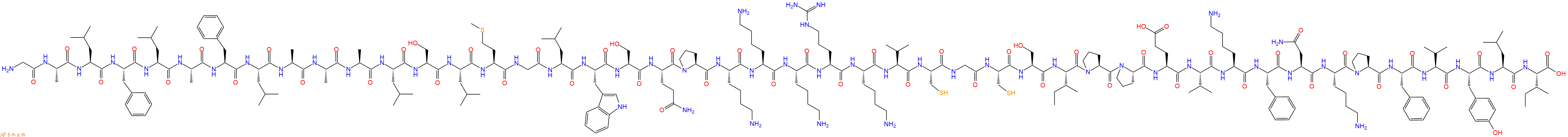 专肽生物产品H2N-Gly-Ala-Leu-Phe-Leu-Ala-Phe-Leu-Ala-Ala-Ala-Leu-Ser-Leu-Met-Gly-Leu-Trp-Ser-Gln-Pro-Lys-Lys-Lys-Arg-Lys-Val-Cys-Gly-Cys-Ser-Ile-Pro-Pro-Glu-Val-Lys-Phe-Asn-Lys-Pro-Phe-Val-Tyr-Leu-Ile-OH