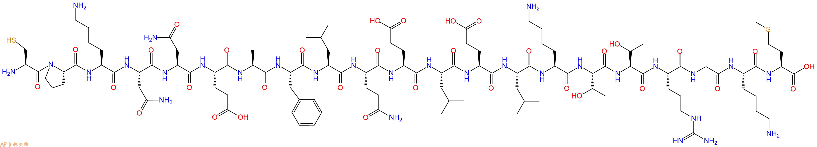 专肽生物产品H2N-Cys-Pro-Lys-Asn-Asn-Glu-Ala-Phe-Leu-Gln-Glu-Leu-Glu-Leu-Lys-Thr-Thr-Arg-Gly-Lys-Met-OH