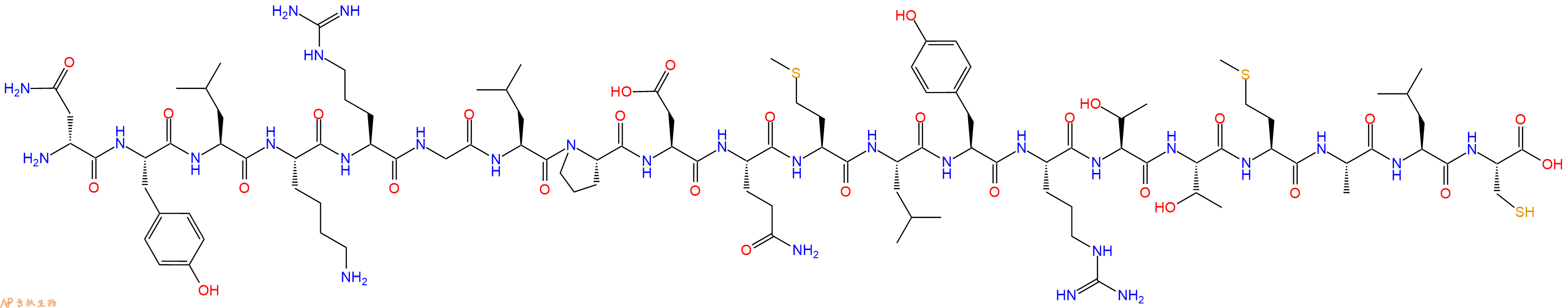 专肽生物产品H2N-DAsn-Tyr-Leu-Lys-Arg-Gly-Leu-Pro-Asp-Gln-Met-Leu-Tyr-Arg-Thr-Thr-Met-Ala-Leu-Cys-OH