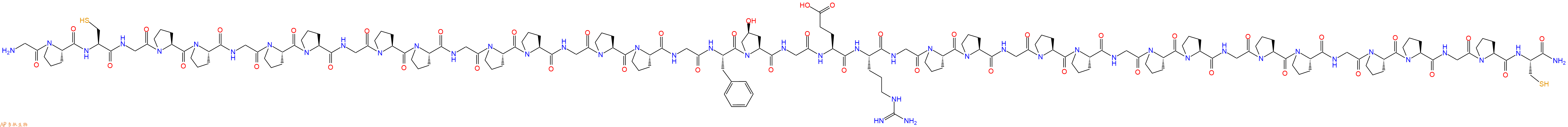 专肽生物产品H2N-Gly-Pro-Cys-Gly-Pro-Pro-Gly-Pro-Pro-Gly-Pro-Pro-Gly-Pro-Pro-Gly-Pro-Pro-Gly-Phe-Hyp-Gly-Glu-Arg-Gly-Pro-Pro-Gly-Pro-Pro-Gly-Pro-Pro-Gly-Pro-Pro-Gly-Pro-Pro-Gly-Pro-Cys-NH2