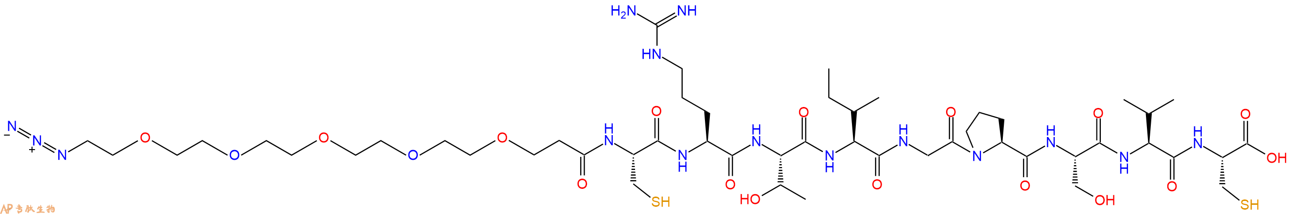 专肽生物产品Azido-PEG5-CH2CH2CO-Cys-Arg-Thr-Ile-Gly-Pro-Ser-Val-Cys