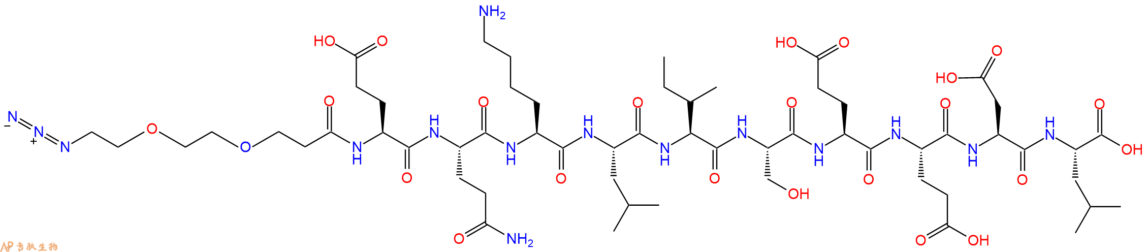 专肽生物产品Azido-PEG2-CH2CH2CO-Glu-Gln-Lys-Leu-Ile-Ser-Glu-Glu-Asp-Leu