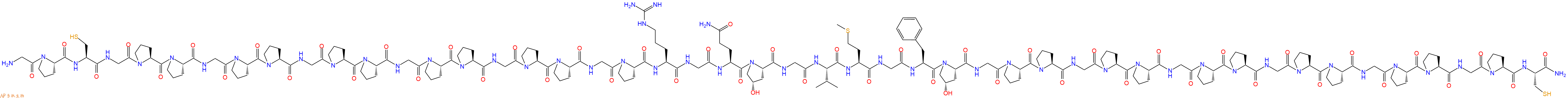 专肽生物产品H2N-Gly-Pro-Cys-Gly-Pro-Pro-Gly-Pro-Pro-Gly-Pro-Pro-Gly-Pro-Pro-Gly-Pro-Pro-Gly-Pro-Arg-Gly-Gln-Hyp-Gly-Val-Met-Gly-Phe-Hyp-Gly-Pro-Pro-Gly-Pro-Pro-Gly-Pro-Pro-Gly-Pro-Pro-Gly-Pro-Pro-Gly-Pro-Cys-NH2