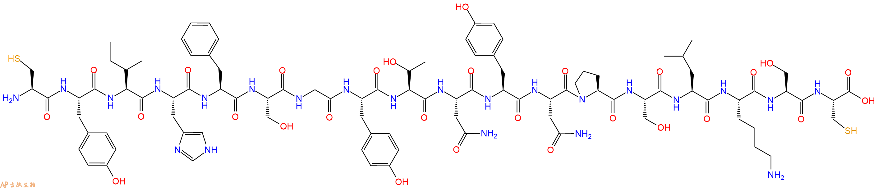 专肽生物产品H2N-Cys-Tyr-Ile-His-Phe-Ser-Gly-Tyr-Thr-Asn-Tyr-Asn-Pro-Ser-Leu-Lys-Ser-Cys-OH