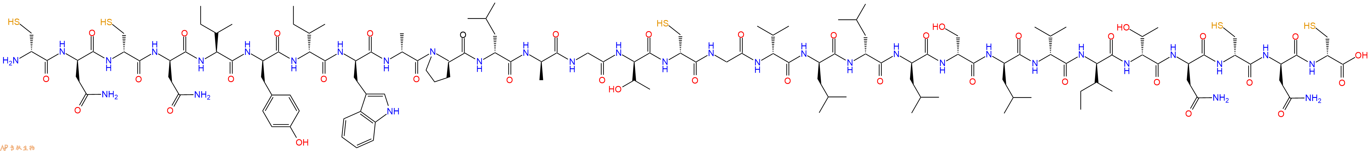 专肽生物产品H2N-DCys-DAsn-DCys-DAsn-Ile-DTyr-DIle-DTrp-DAla-DPro-DLeu-DAla-Gly-DThr-DCys-Gly-DVal-DLeu-DLeu-DLeu-DSer-DLeu-DVal-DIle-DThr-DAsn-DCys-DAsn-DCys-OH
