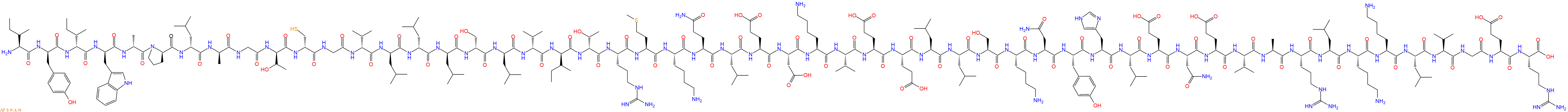 专肽生物产品H2N-Ile-DTyr-DIle-DTrp-DAla-DPro-DLeu-DAla-Gly-DThr-DCys-Gly-DVal-DLeu-DLeu-DLeu-DSer-DLeu-DVal-DIle-DThr-Arg-Met-Lys-Gln-Leu-Glu-Asp-Lys-Val-Glu-Glu-Leu-Leu-Ser-Lys-Asn-Tyr-His-Leu-Glu-Asn-Glu-Val-Ala-Arg-Leu-Lys-Lys-Leu-Val-Gly-Glu-Arg-OH