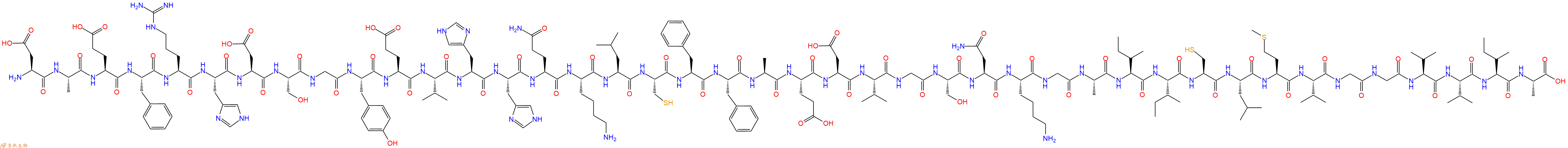专肽生物产品H2N-Asp-Ala-Glu-Phe-Arg-His-Asp-Ser-Gly-Tyr-Glu-Val-His-His-Gln-Lys-Leu-Cys-Phe-Phe-Ala-Glu-Asp-Val-Gly-Ser-Asn-Lys-Gly-Ala-Ile-Ile-Cys-Leu-Met-Val-Gly-Gly-Val-Val-Ile-Ala-OH