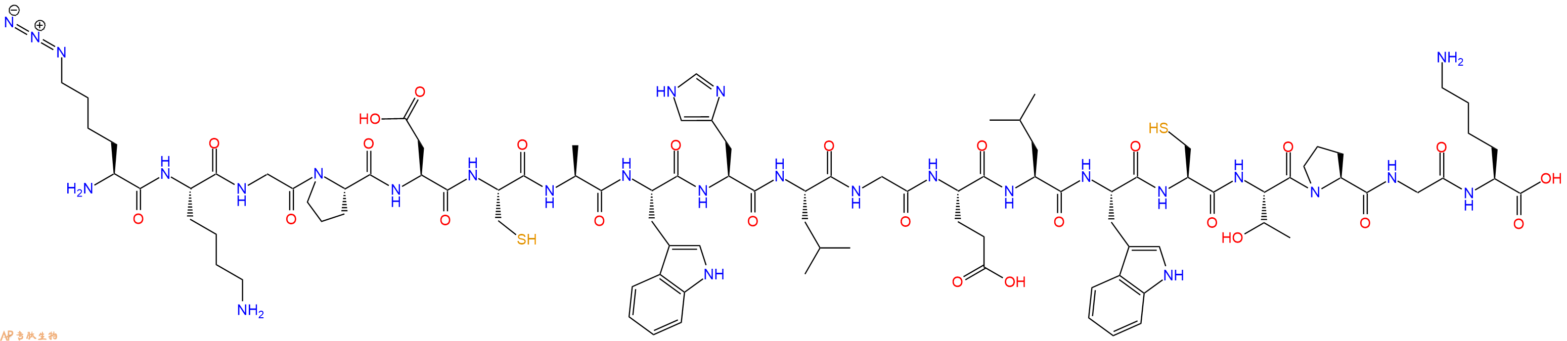 专肽生物产品H2N-Lys(N3)-Lys-Gly-Pro-Asp-Cys-Ala-Trp-His-Leu-Gly-Glu-Leu-Trp-Cys-Thr-Pro-Gly-Lys-OH