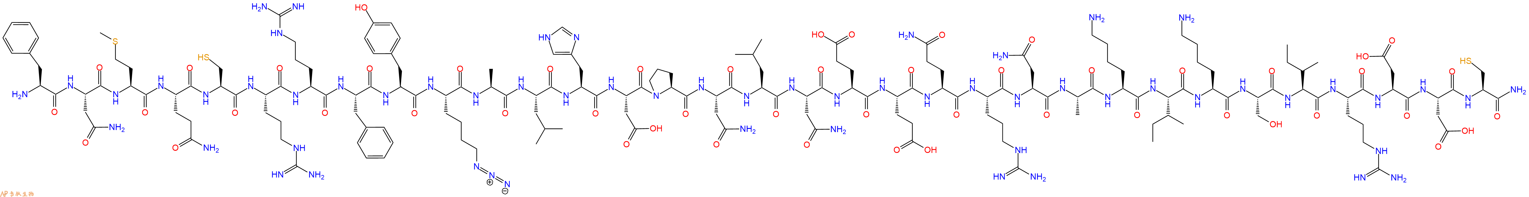 专肽生物产品H2N-Phe-Asn-Met-Gln-Cys-Arg-Arg-Phe-Tyr-Lys(N3)-Ala-Leu-His-Asp-Pro-Asn-Leu-Asn-Glu-Glu-Gln-Arg-Asn-Ala-Lys-Ile-Lys-Ser-Ile-Arg-Asp-Asp-Cys-NH2