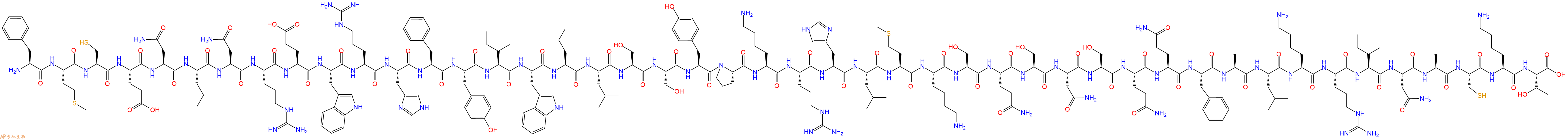 专肽生物产品H2N-Phe-Met-Cys-Glu-Asn-Leu-Asn-Arg-Glu-Trp-Arg-His-Phe-Tyr-Ile-Trp-Leu-Leu-Ser-Ser-Tyr-Pro-Lys-Arg-His-Leu-Met-Lys-Ser-Gln-Ser-Asn-Ser-Gln-Gln-Phe-Ala-Leu-Lys-Arg-Ile-Asn-Ala-Cys-Lys-Thr-OH