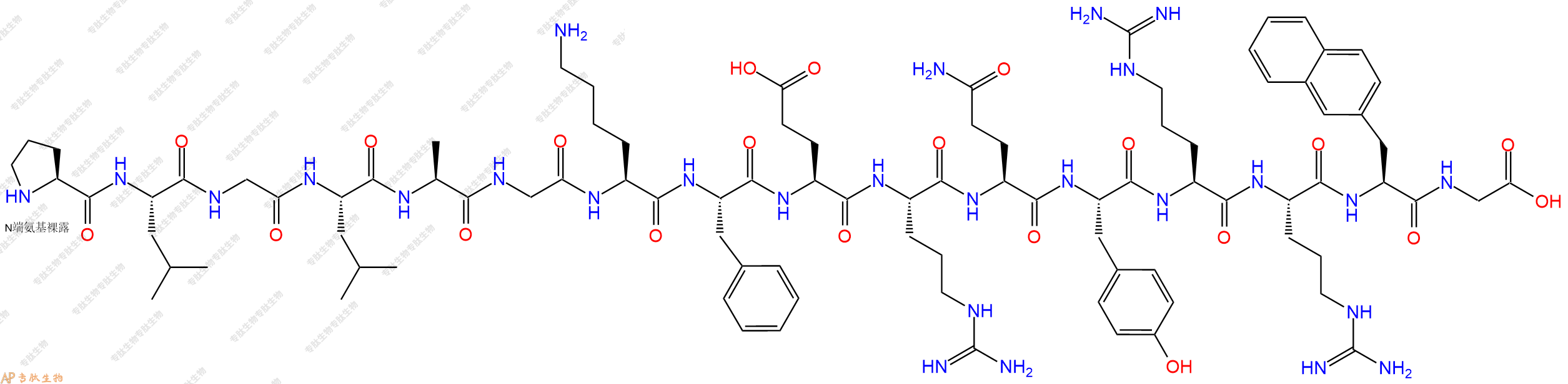 专肽生物产品H2N-Pro-Leu-Gly-Leu-Ala-Gly-Lys-Phe-Glu-Arg-Gln-Tyr-Arg-Arg-Nal-Gly-OH