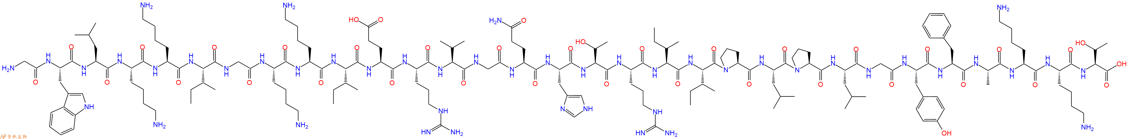 专肽生物产品H2N-Gly-Trp-Leu-Lys-Lys-Ile-Gly-Lys-Lys-Ile-Glu-Arg-Val-Gly-Gln-His-Thr-Arg-Ile-Ile-Pro-Leu-Pro-Leu-Gly-Tyr-Phe-Ala-Lys-Lys-Thr-OH