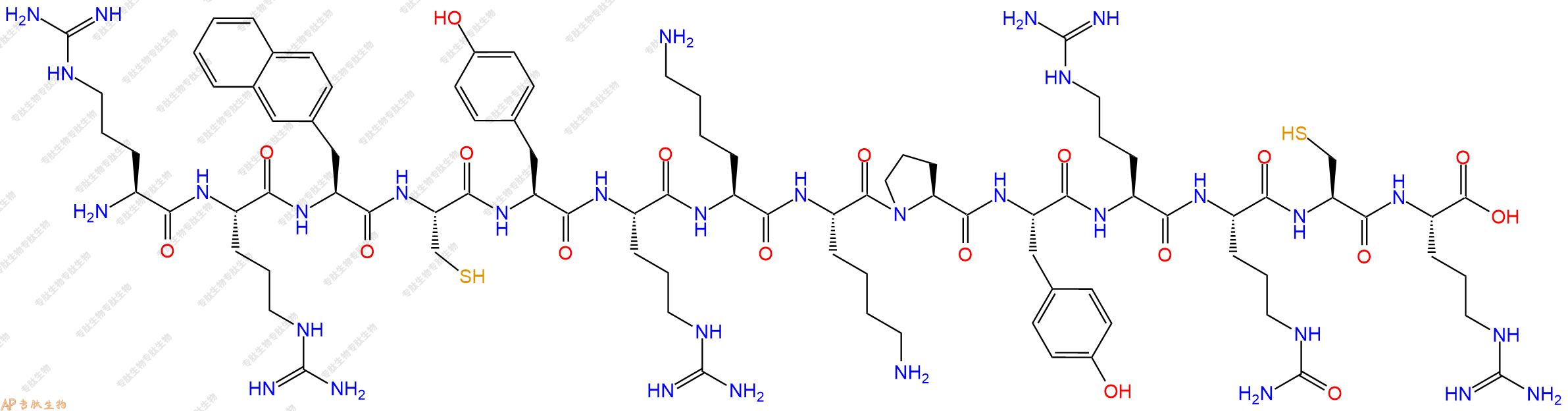 专肽生物产品H2N-Arg-Arg-2Nal-Cys-Tyr-Arg-Lys-Lys-Pro-Tyr-Arg-Cit-Cys-Arg-OH