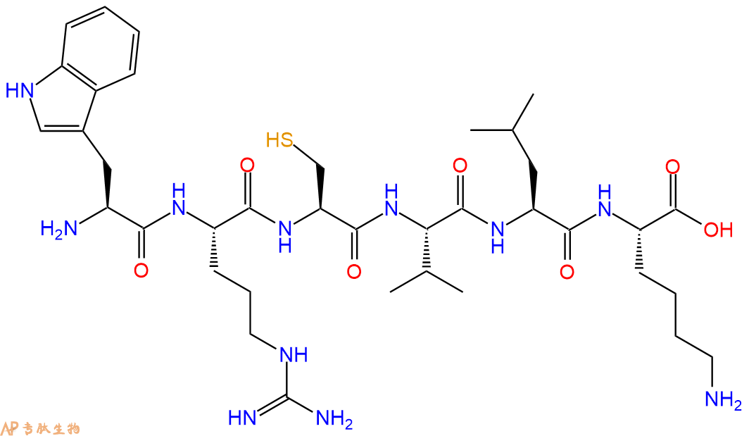 专肽生物产品H2N-Trp-Arg-Cys-Val-Leu-Lys-OH