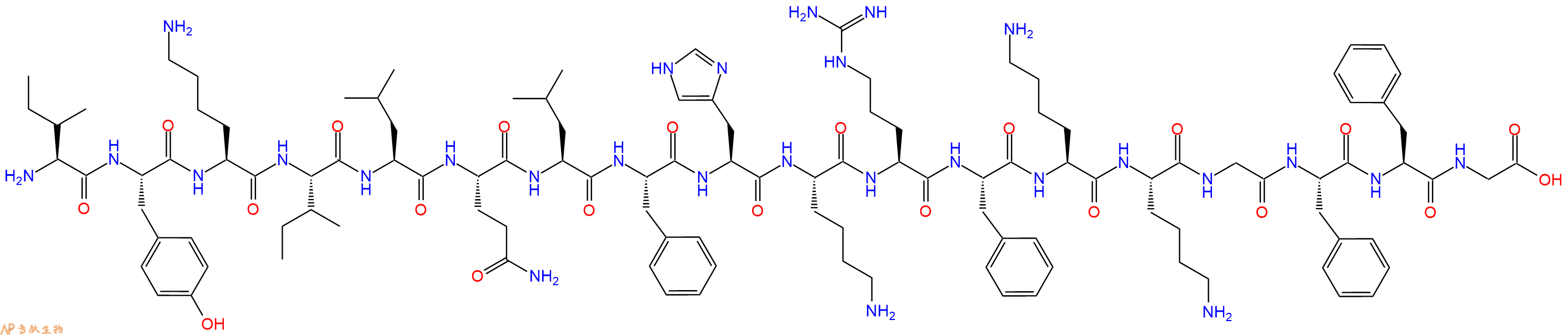 专肽生物产品H2N-Ile-Tyr-Lys-Ile-Leu-Gln-Leu-Phe-His-Lys-Arg-Phe-Lys-Lys-Gly-Phe-Phe-Gly-OH
