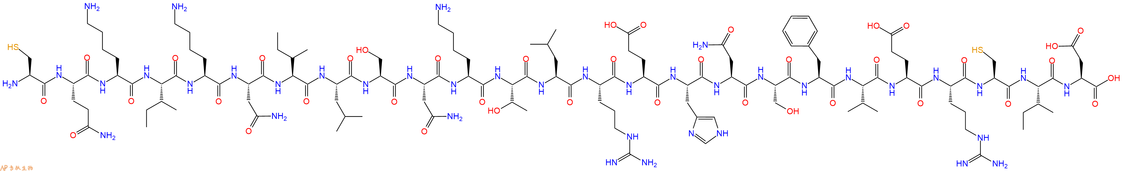 专肽生物产品H2N-Cys-Gln-Lys-Ile-Lys-Asn-Ile-Leu-Ser-Asn-Lys-Thr-Leu-Arg-Glu-His-Asn-Ser-Phe-Val-Glu-Arg-Cys-Ile-Asp-OH